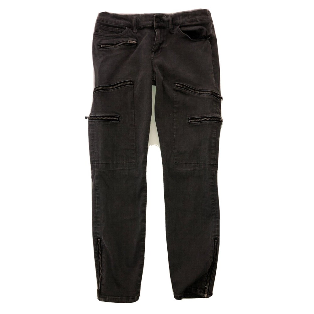 Madewell Jeans 30 Multi Zippered Faded Black Skinny Skinny Stretch Zip Ankle